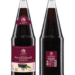 Etiketten Dr. Rubenbauers Bio-Holundersaft appliziert