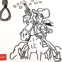 Hier sehen sie, den Westernheld LuckyLuke und sein Pferd „Jolly Jumper“.