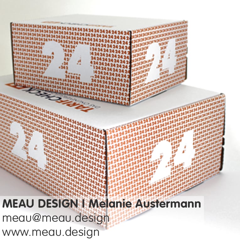 Verpackungsdesign / Packaging – Versandkartons für TarifCheck24, Detailaufnahme