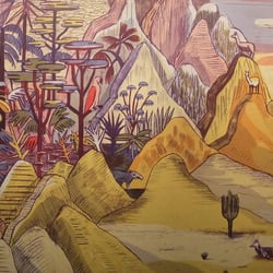 Wandgrafik (Ausschnitt) „Landschaft“ zu Alexander von Humboldts Reise nach Südamerika, Humboldt-Box, Berlin, 2017