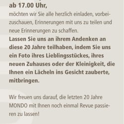 Einladung 20 Jahre MONDO 2