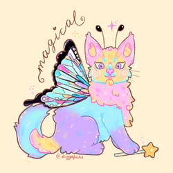 Rainbow die Katze mit Schmetterlingsflügeln