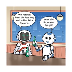 Cartoon Roboter in Bar