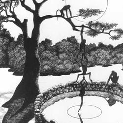 „Die Affen und der Mond“ – Buchillustration