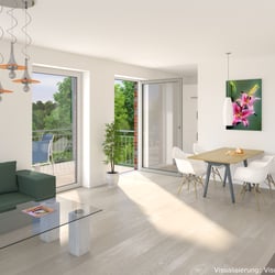 Innenraumvisualisierung einer Wohnung im Obergeschoss