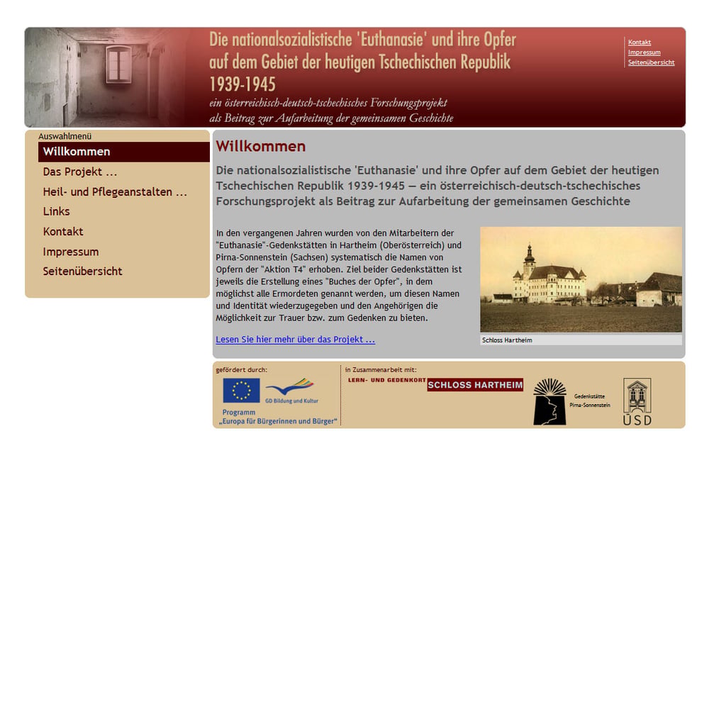 Startseite der Website