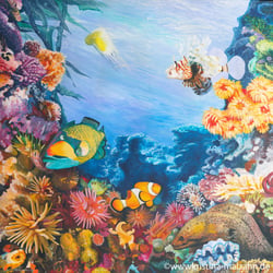 Korallenriff 2, 1×1m, Acryl auf Leinwand