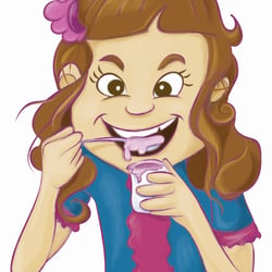 Mädchen isst Joghurt