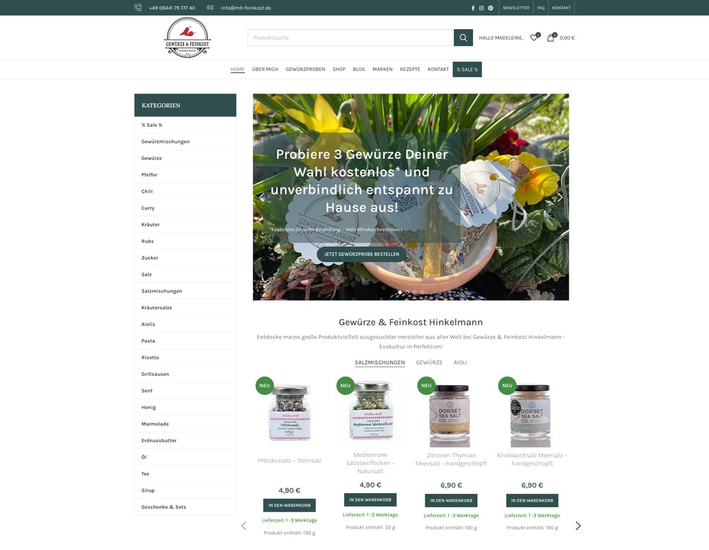 Gewürze und Feinkost Hinkelmann Onlineshop