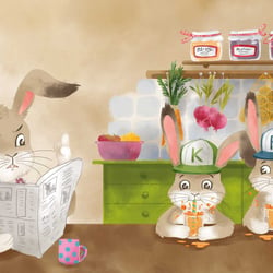 Kinderbuchillustration Hasenfamilie
