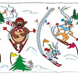 Bär, Fuchs und Hase beim Skifahren