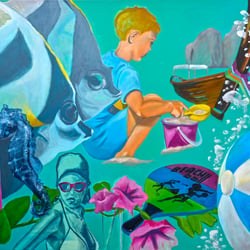 Ein Tag am Meer, Acryl auf Leinwand, 160×120cm