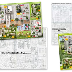 Zeichnungen von Prospektseiten mit anschließendem Layout