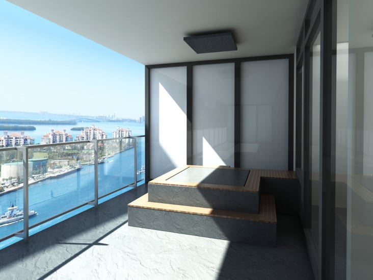 Dusche auf dem Balkon