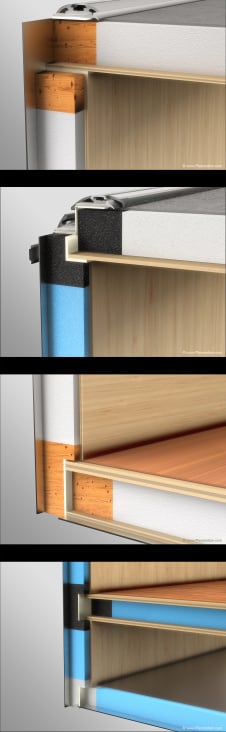 VERSCHIEDENE WAND- UND BODENQUERSCHNITTE VON EINEM CARAVAN