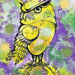 Eule violettgelb,10×11,5cm, 20 Euro – Kopie