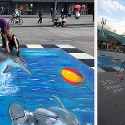 3D Straßenmalerei auf dem Alexanderplatz/Berlin