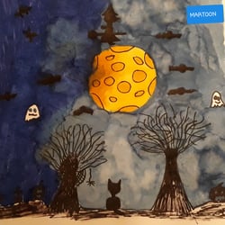 Tag 26: Es wird dunkel und gruselig, in meiner Inktober- Halloween Illustration.