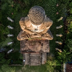 Buddha, Wat Ek Phnom, Kambodscha / Cambodia (Luftbild mit einer Drohne)