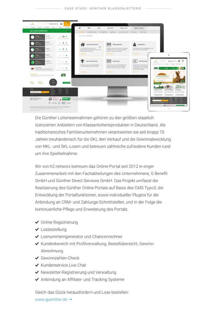 Online-Portal der Günther Lotterieeinnahmen