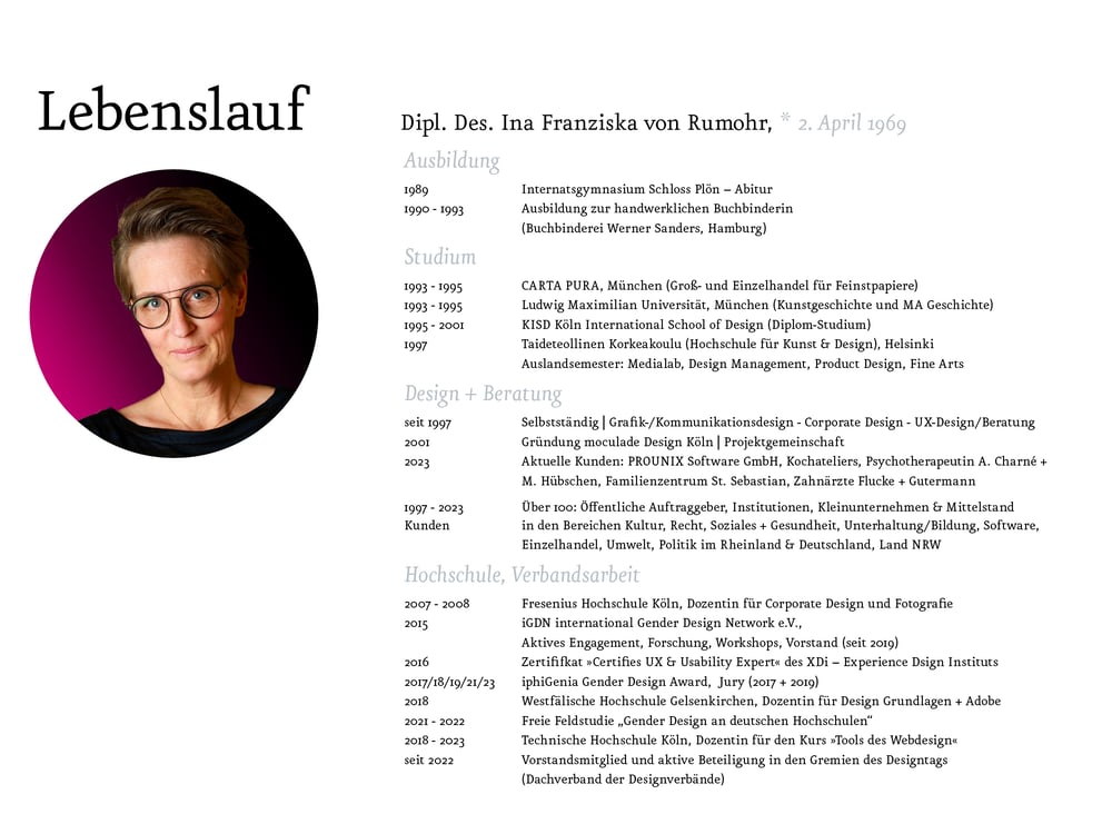 Lebenslauf Ina von Rumohr