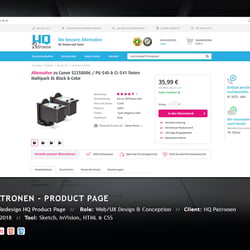 HQ Patronen Produktseite // Webdesign