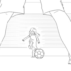 Linework – Kleines Mädchen spielt Fußball