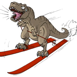 T-Rex auf Ski