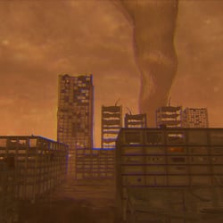 3D Szene – Tornado-Stadt
