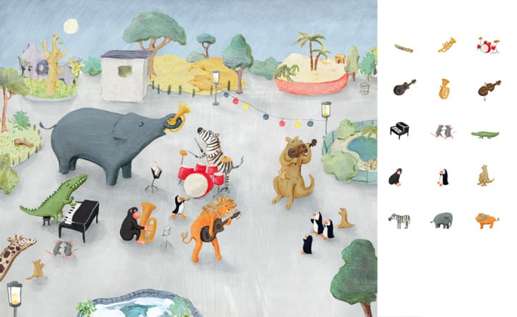 das Zookonzert – Aus „Mein tierisch tolles Bildwörterbuch“, von Gila Hoppenstedt, Langenscheidt