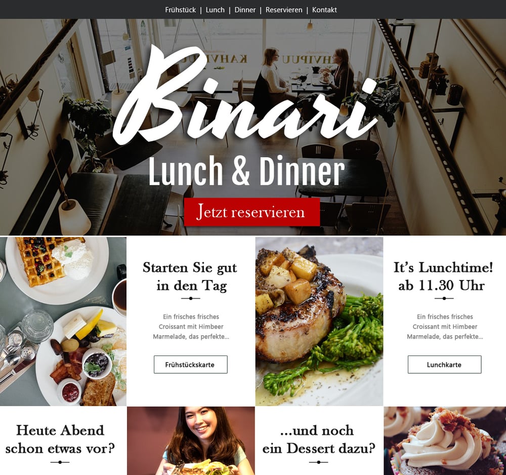 Webdesign Layout Restaurant