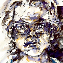 Tinte laviert und Collage