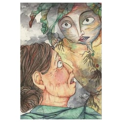 „Howls moving Castle“ von Diana Wynne Jones. Kupferstich und Aquarell