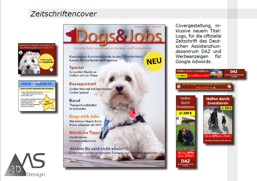 Zeitschriftencover und Anzeigen für das DAZ