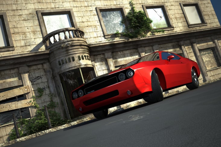 Dodge Challenger vor Grand Hotel