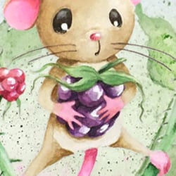 Maus mit Brombeere