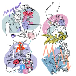Editorial Illustrationen zum Thema Finanzen