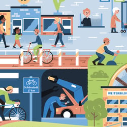 Detail aus Wimmelbild „Sozialverträgliche Mobilitätswende“