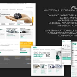 Wilo – Konzeption / Layout – Betreuung aller Online-Aktivitäten – Web (60 Länder, 27 Sprachen), App, Software-Applikationen