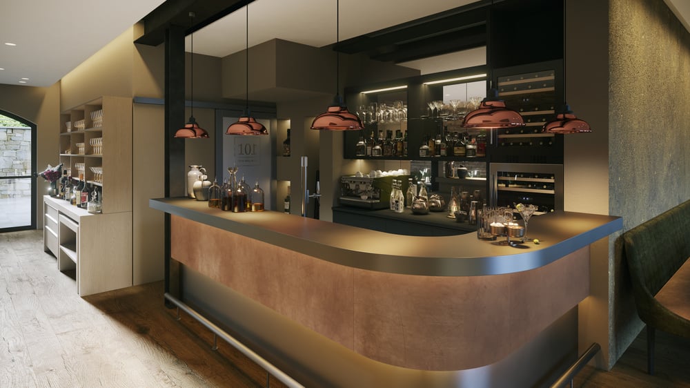 Innenvisualisierung eines modernen Restaurants