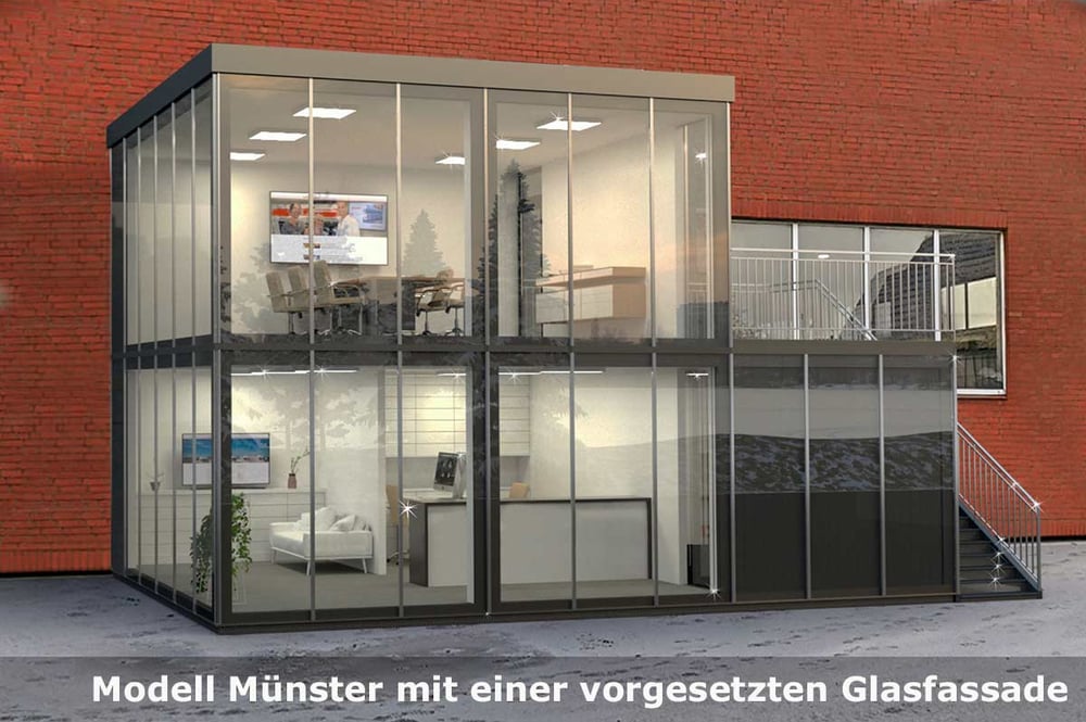 Verglaste Containeranlage für Büros Messen und Events