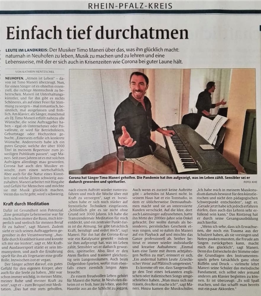 Porträt eines Musikers für die RHEINPFALZ
