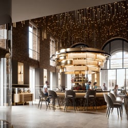 Innenraumrendering des Cafés im Balgequartier