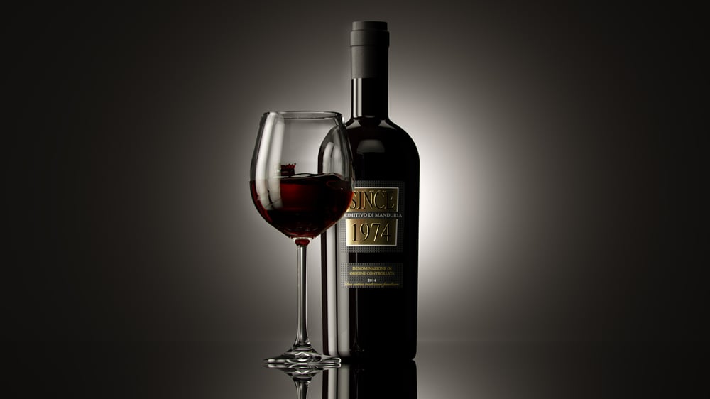 Primitivo Di Manduri Weinflasche 3D Rendering