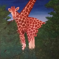 Giraffe, freie Arbeit, Material: Acryl