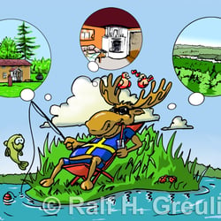 Illustration für Ferienhauswerbung, Postkarte