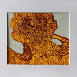 Amorph V (rotgelb), 2016, Hochdruck auf Papier, 29cm x 25cm