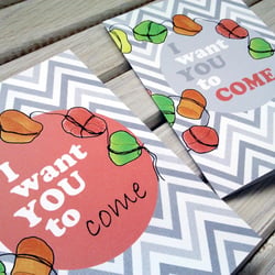 I want YOU to COME | 5er Set Einladungskarten