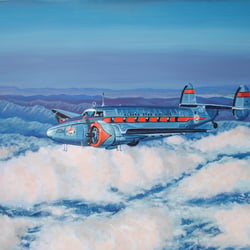 Lockheed Lodestar der Alaska Airlines / Öl auf Ölkarton