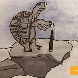Heute habe ich zum „Inktober“-Thema „gebrechlich“, eine etwas ältere Schildkröte beim wandern, gemalt.